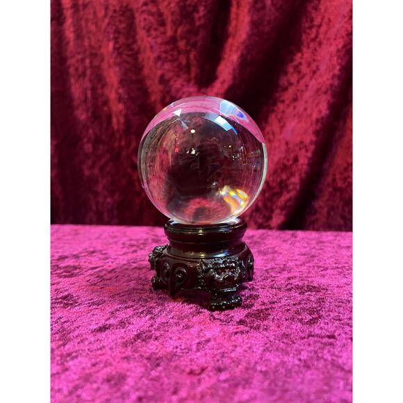 Vintage Curiosities - Crystal Ball with Carved Wood Dragon Head Stand - Medium - Picture 2 of 8